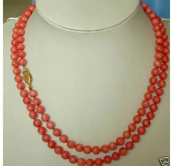 

chain Orange Lotus shell button Coral Genuine 8mm natural pink design long 6mm red coral necklace jewelry 35inch