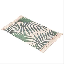 Тканые хлопковые листья Печатные коврики для гостиной спальни напольный кухонный коврик с кисточками Нескользящая накладка машина моющийся ковер