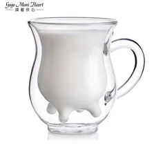 Молочные чашки прозрачный креативный стакан для молока коровы кружки двойной слой термостойкая бутылка для напитков чашка для сока