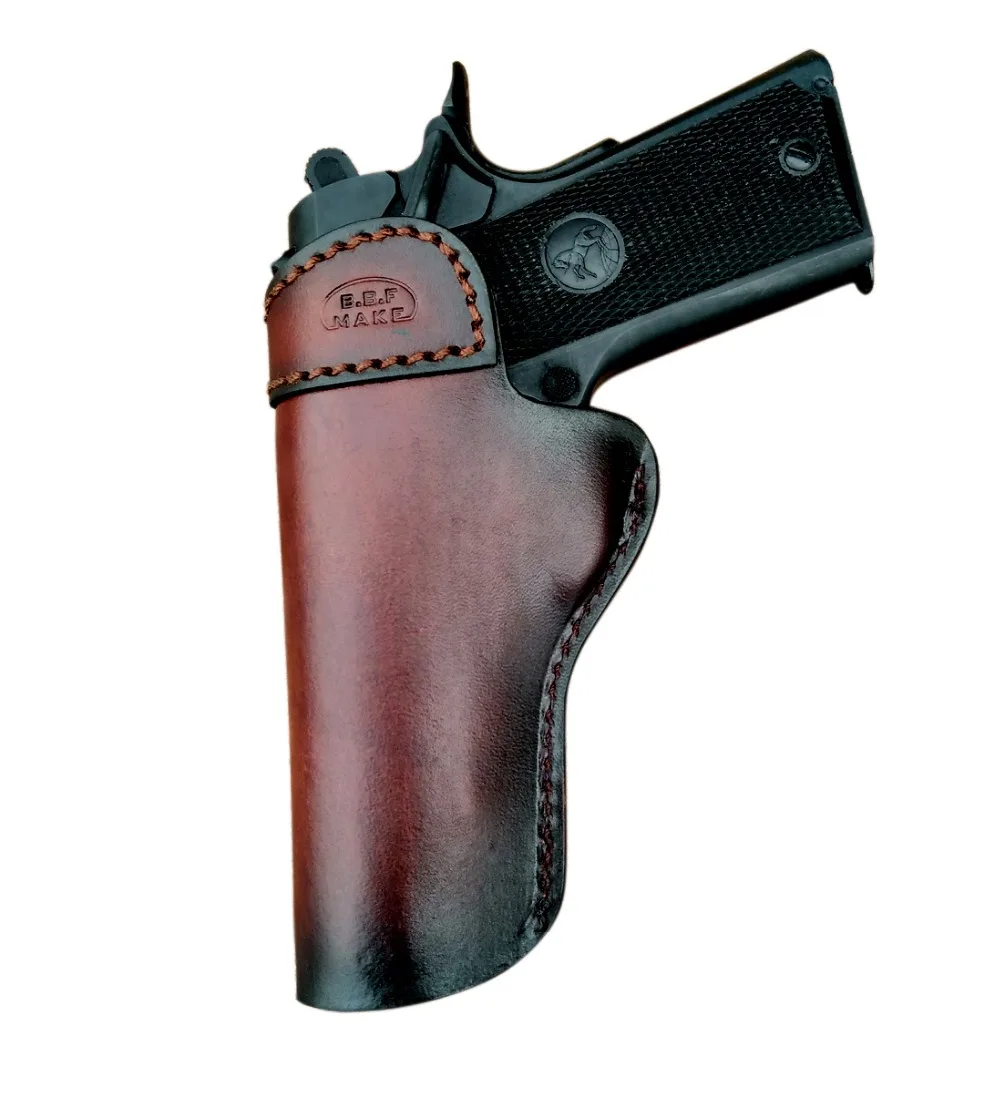 Kopen B.B.F MAKE Handgemaakte IWB OWB Gun Holster Leather Case Voor colt 1911 Holsters Pistool Pistolet Pouch Met Riem Clip Accessoires
