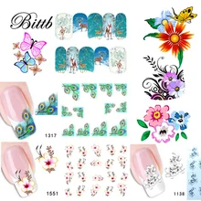 

Bittb 50pcs/pack Floral Nail Sticker Nail Art Stickers Watermark Fingernails Decal Decoration Manicure Tools Wholesale
