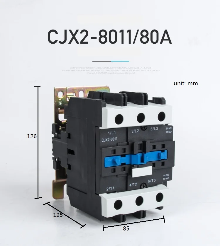 NC contactor CJX2-80 LC1-D80 Series 48VAC AC contactor CJX2-8011 80A AC 48V 3P NO 