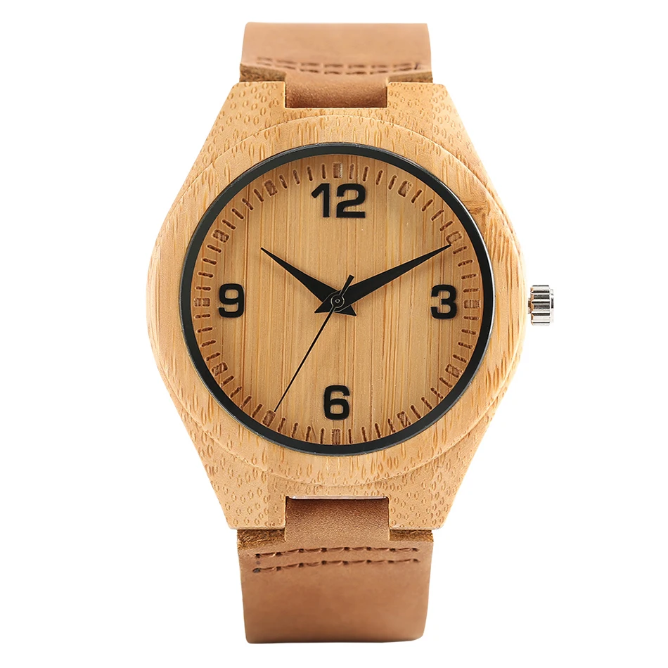 Creative Mens Bamboo Wooden Watch  Men Wrist Watch Genuine Leather Band Analog Quartz New Arrival 2017 reloj madera hombre (5)