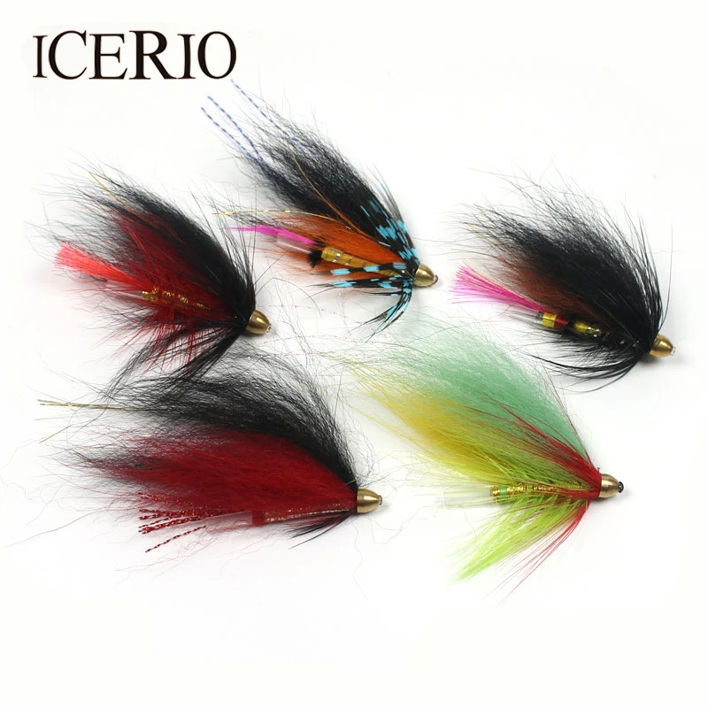 

ICERIO 10PCS Fly Fishing Assorted Colors Conehead Tube Flies Salmon Trout Steel Head Tube Flies Lures