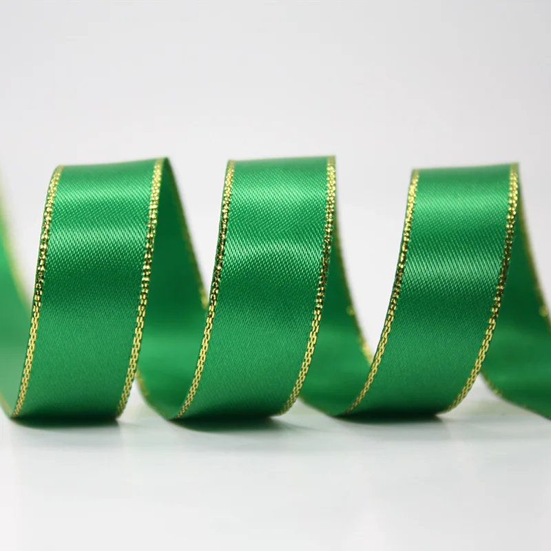 YAMA атласная лента с золотыми краями 0,125 дюйма 3 мм 500 ярдов/партия для самостоятельного изготовления аксессуаров для платьев свадебные украшения - Цвет: emerald 580