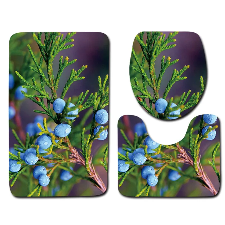 Free Shipping 3pcs Purple Ball Flower Banyo Bathroom Carpet Toilet U Bath Mat Set Non Slip Pad Tapis Salle De Bain Alfombra Bano