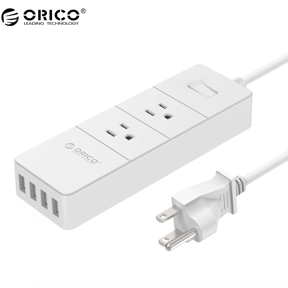 ORICO 4 стабилизатор напряжения с USB розеткой для смартфона интеллектуальная коммутационная панель распознавания с AC* 2Max 1250 W - Цвет: Белый