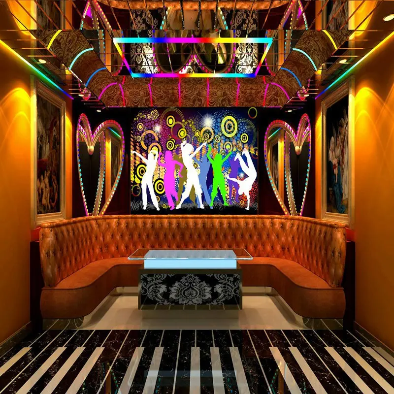 

Customized mural large 3D painting with colorful Dynamic motion suitable for box wall as background wallpaper in KTV room stage