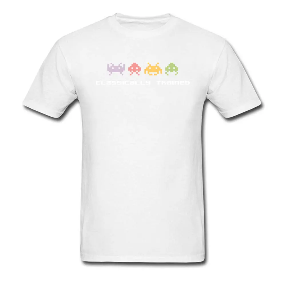 Classically-Trained-Game T-shirts New Arrival Short Sleeve Geek 100% Cotton Fabric O-Neck Men T Shirt Tee Shirts April FOOL DAY Classically-Trained-Game white