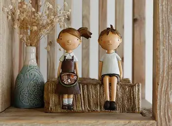 

Nordic creative resin cute dolls figurine dolls for girls boy birthday present home decor crafts room decoration resin statue