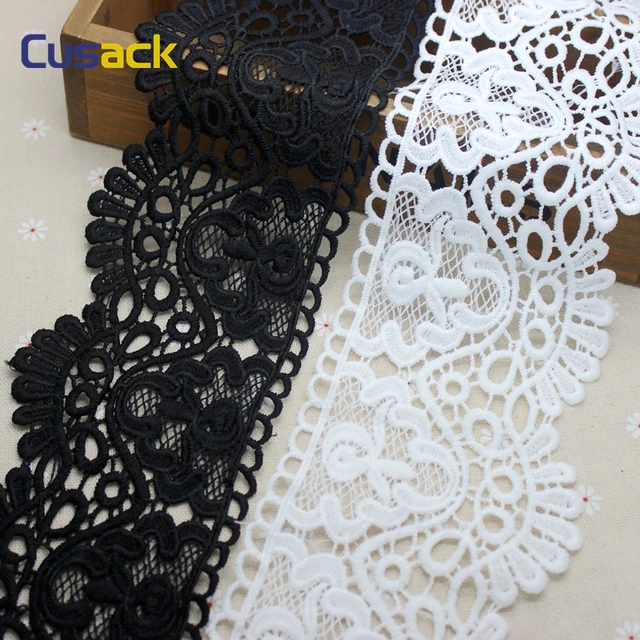 Cusack 2 Yards Black Lace Trim Ribbon for Costumes Home Textiles Trimmings  Tape Sewing DIY Lace Fabric Polyester 8 CM 9 Ivory