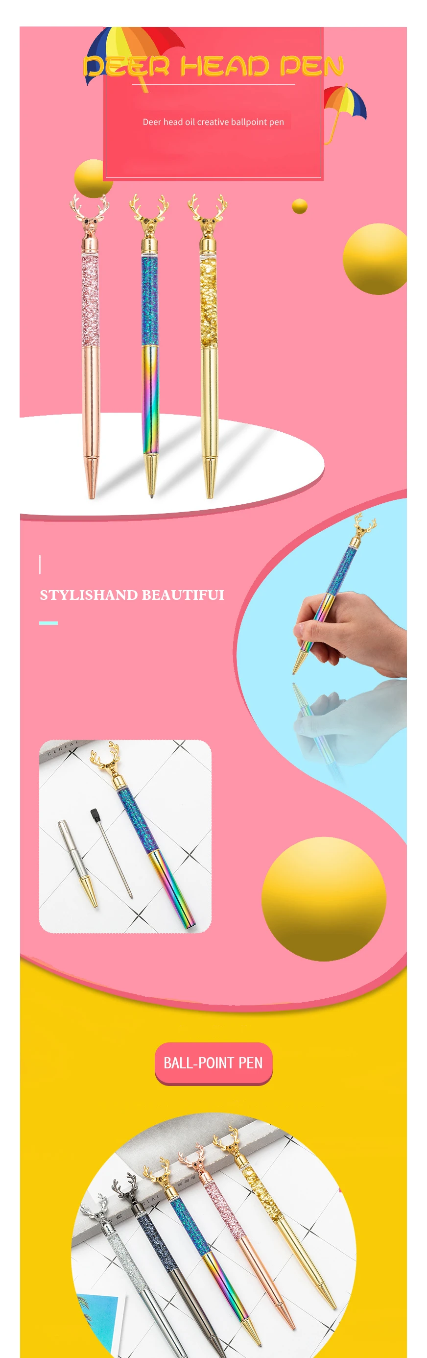 造型圆珠笔_北欧风驯鹿造型圆珠笔签字笔-创意广告礼品笔pen---阿里巴巴_01
