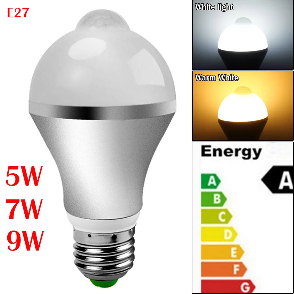 3200 K/6500 K E27/B22 Smart Auto на включение/выключение движения PIR Сенсор светодиодный ночник круглая лампа лампочка 500-550lm с 2 светлый цвет