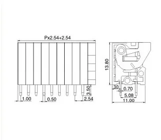 Pcb пружинный клеммный блок pitch2.54mm разъем