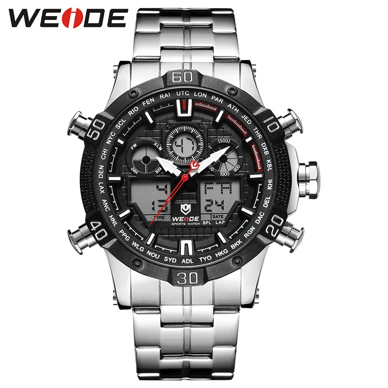 

WEIDE Quartz Sports Wrist Watch Casual Genuine Men Watches Top Brand Luxury Men watch stainless steel date digital led WH6901