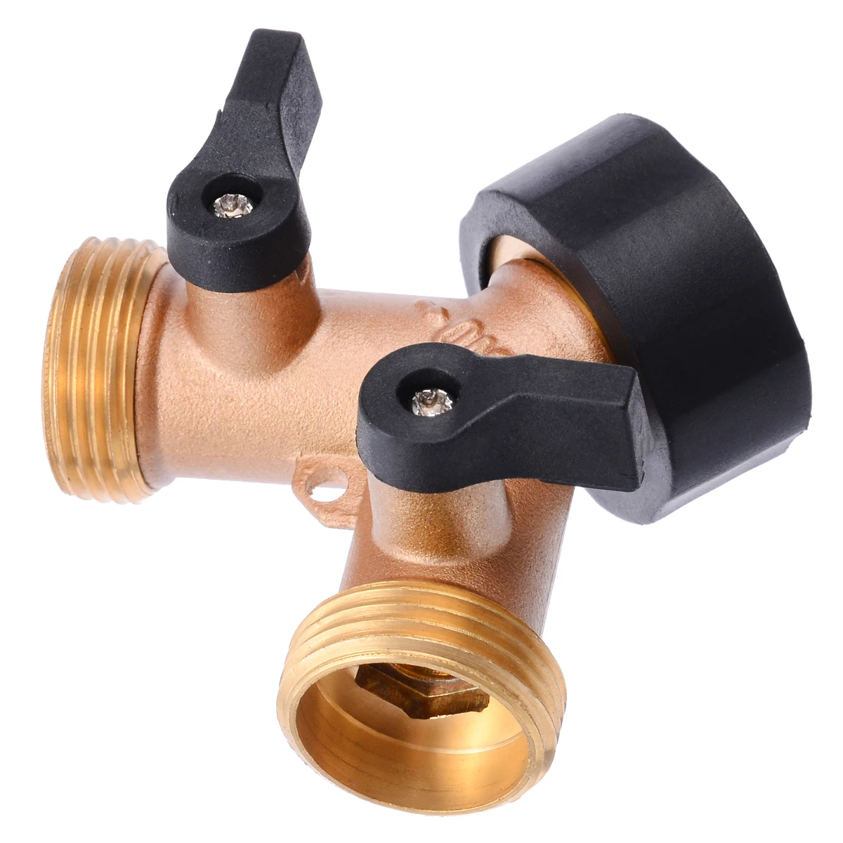 1pcs Mayitr Hose Pipe Splitter 3/4 Inch Brass 2 Way Valve Splitter Hose Pipe Adapter Connector Tap Gardening Irrigation Tools