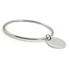 Gold Plating Steel Silver Color Pendant Charm Bangle Bracelet with Dangle Drop Simple Bangle For Women 5