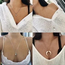 Seblasy nueva moda grande Multi capa declaración clavícula cadena Luna hojas Shell imitación perla collares y colgantes para mujeres(China)