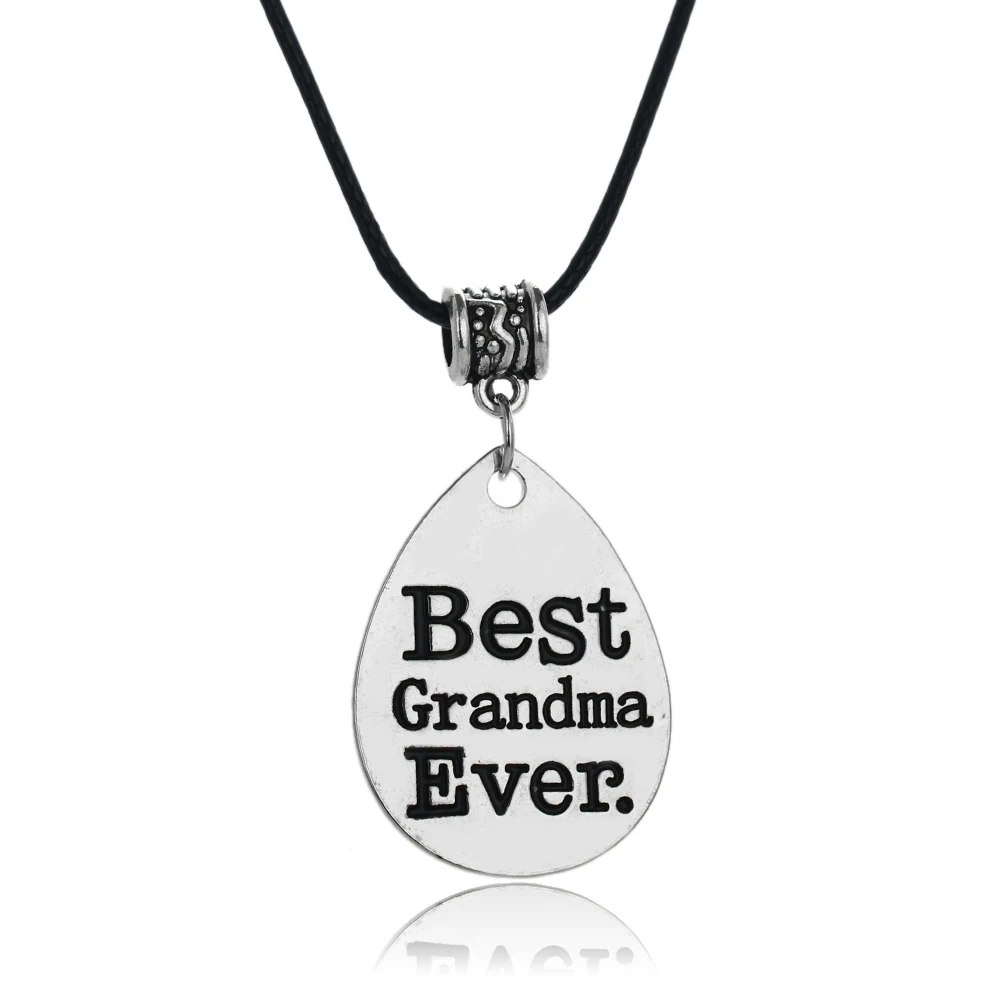 Лучшая бабушка Ever подвеска в виде капли воды Кожаная цепочка ожерелье ювелирные