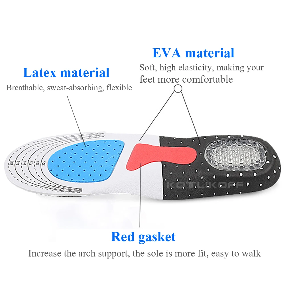 KOTLIKOFF силиконовые гелевые стельки для обуви ортопедические стельки для спортивной обуви мягкие стельки для бега вставки подушки для мужчин и женщин свободный размер