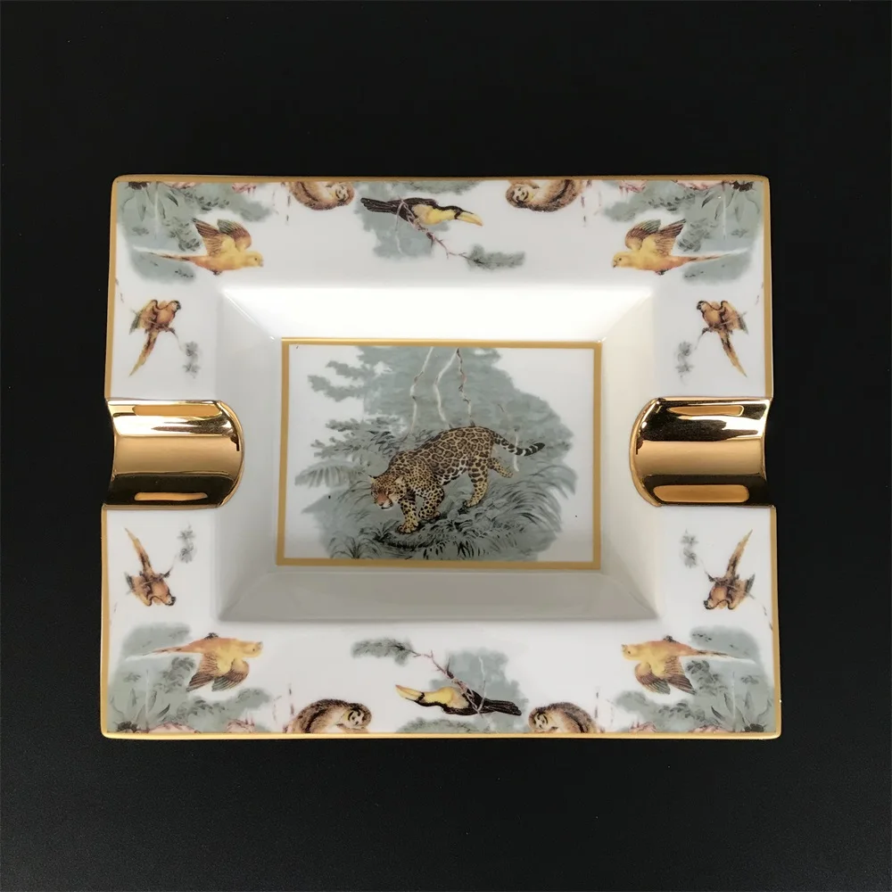 

High-level Ceramic ashtray Square ashtray cigar ashtray leopard pattern ashtray