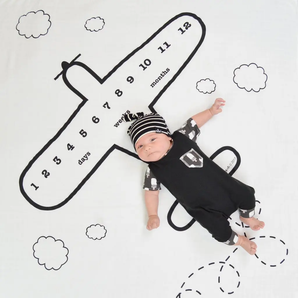 

Baby Blanket Monthly growth baby milestone Newborn Muslin Cotton Swaddle Wrapp Photography Props photosession photo shoot