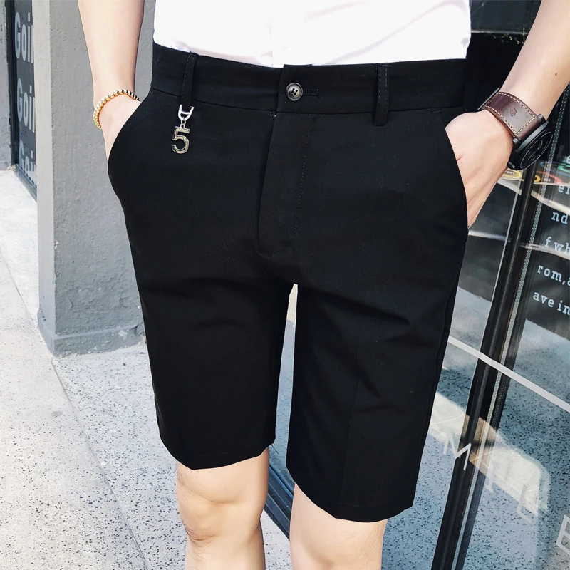 Британский стиль, мужские шорты, Мода, облегающие мужские шорты, летние, длина до колен, джентльменский бизнес, официальная одежда, мужские шорты, 3XL-M