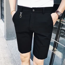 Британский стиль, мужские шорты, Мода, облегающие мужские шорты, летние, длина до колен, джентльменский бизнес, официальная одежда, мужские шорты, 3XL-M