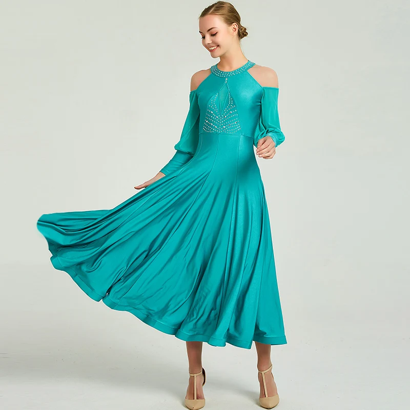 

Sexy Backless Off-Shoulder Ballroom Dance Dresses Woman Waltz Dance Dress Flamenco Performance Wear Led Costume Outfit DN3598