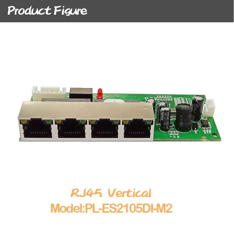 Мини 5 портов 10/100 Мбит/с сетевой коммутатор 5-12 В Широкий Входное напряжение Смарт ethernet pcb rj45 Модуль со встроенным светодиодом