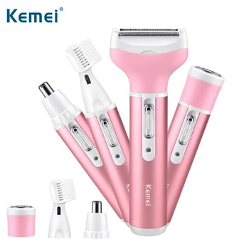 

Kemei KM-6637 Electric Shaver 4 in 1 Rechargeable Hair Trimmer Women Hair Removal Machine Epilator Eyebrow Nose Trimmer Razor