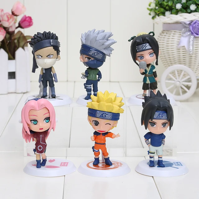 Naruto 6pcs/set Sakura kakashi Sasuke Haku Zabuza Q version Action Figure Toys