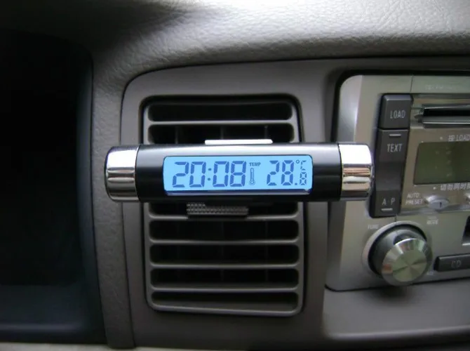 Автомобильные электронные часы для автомобиля авто часы Автомобильный термометр светящиеся автомобильные часы ЖК-дисплей синий дисплей