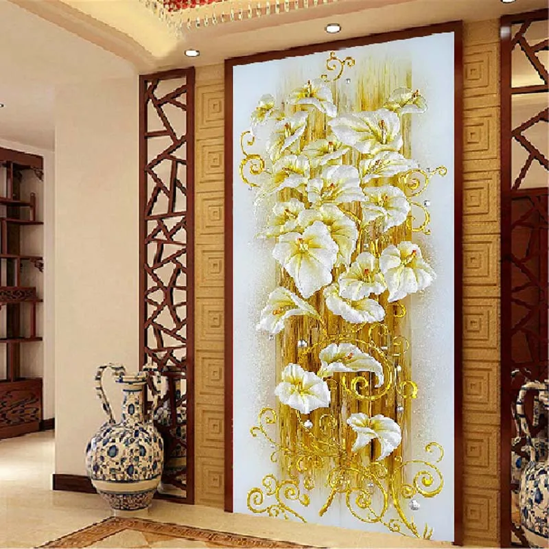 

5D DIY diamond Painting crystal lily flower 3D Cross Stitch Decorative embroidery Full Round diamond Rhinestone crafts painting