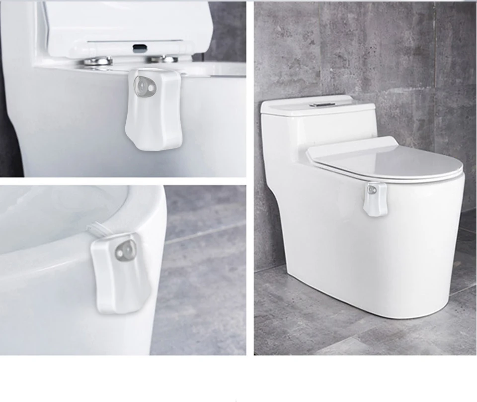 Motion Sensor Toilet Seat Lighting 8 Colors Backlight Toilet Bowl Automatic Night Lamp 3 AAA Seat Sensor Light LED Toilet Lamp (13)