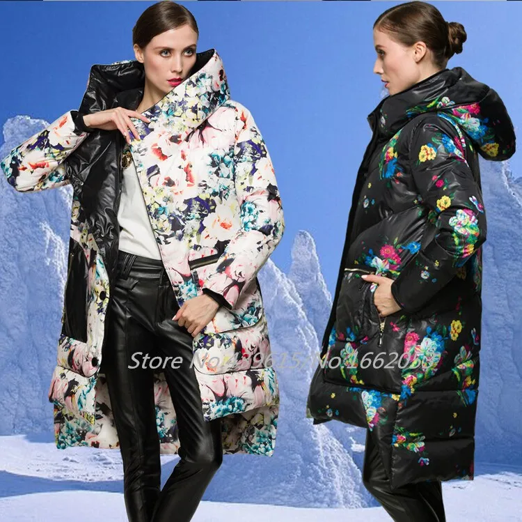 Бренд casaco, Подиумные модели, модное зимнее пальто для женщин, длинное, толстое, с принтом, необычный белый пуховик, парка