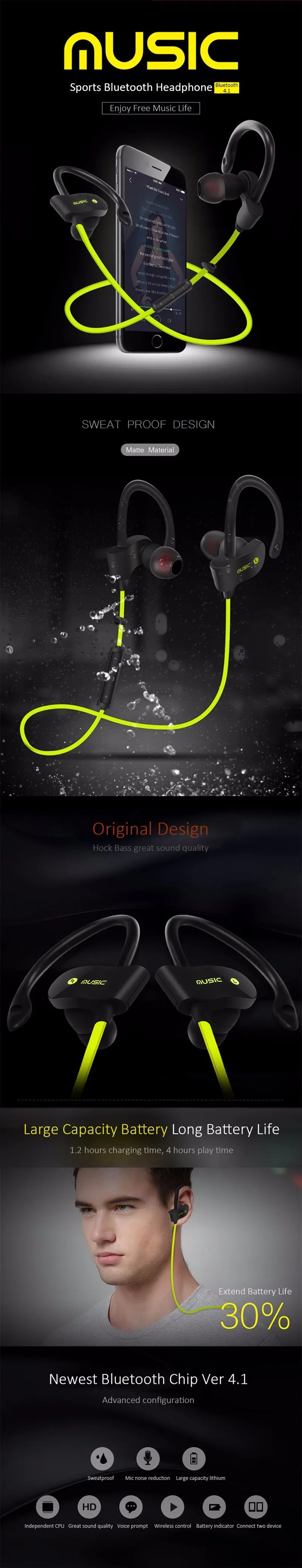 Sports Wireless Bluetooth Earphones 1