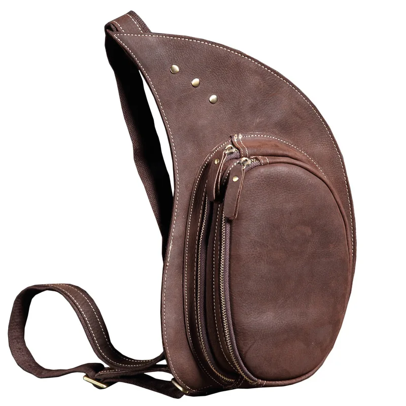 

Trend Genuine Leather Men Messenger Bag Casual Crossbody Bag Fashion Men's Handbag Men Retro Chest Bag Male Shoulder Bag