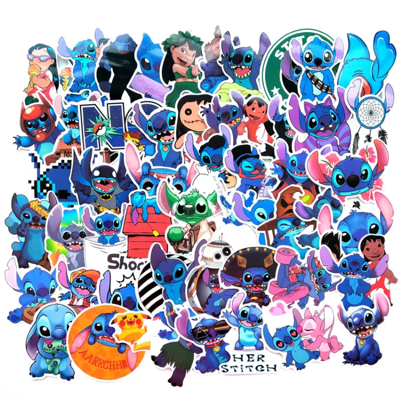 

52pcs Kawii Stitch Stickers Cartoon Anime Lilo Stitch Laptop Guitar Skateboard Bike Diy Decoration Pvc Waterproof Sticker Toys