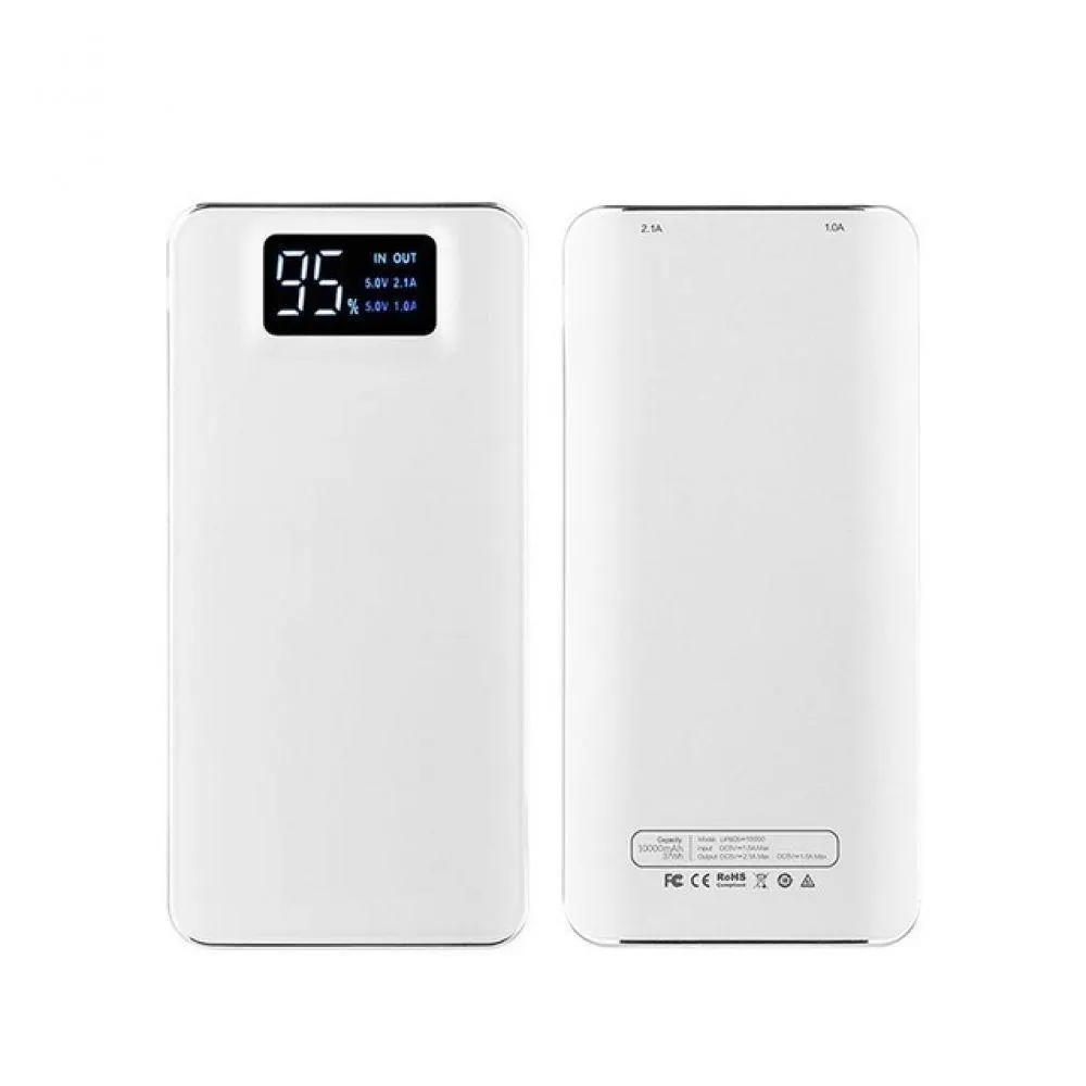 20000 mAh Мощность Bank Dual USB Внешняя батарея питания Портативный мобильного телефона Зарядное устройство для Xiaomi для iPhone 6s для Samsung Galaxy S8 - Цвет: White