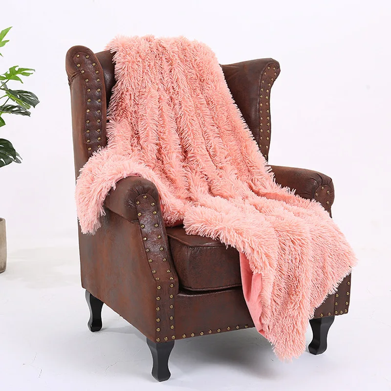 160*200cm Elegant Throw Blanket for Bed Sofa Bedspread Long Shaggy Soft Warm Bedding Sheet Air Conditioning Blanket