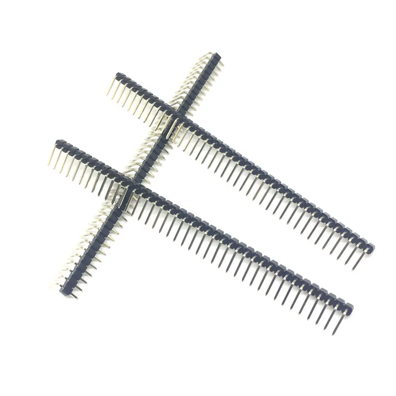 10pcs 40 Pin 1x40 Single Row Male 2.54mm Breakable Pin Header Right Angle Connector Strip bending 3