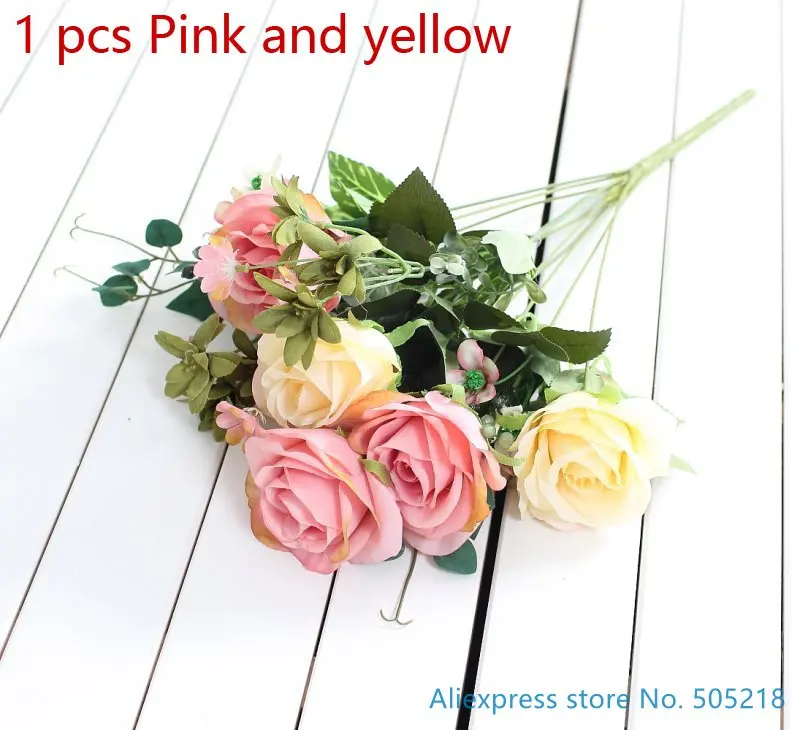 1 шт. красивые Поддельные Искусственный шелк цветок розы Букеты Свадебные украшения дома подарок 5 цветов доступны F431