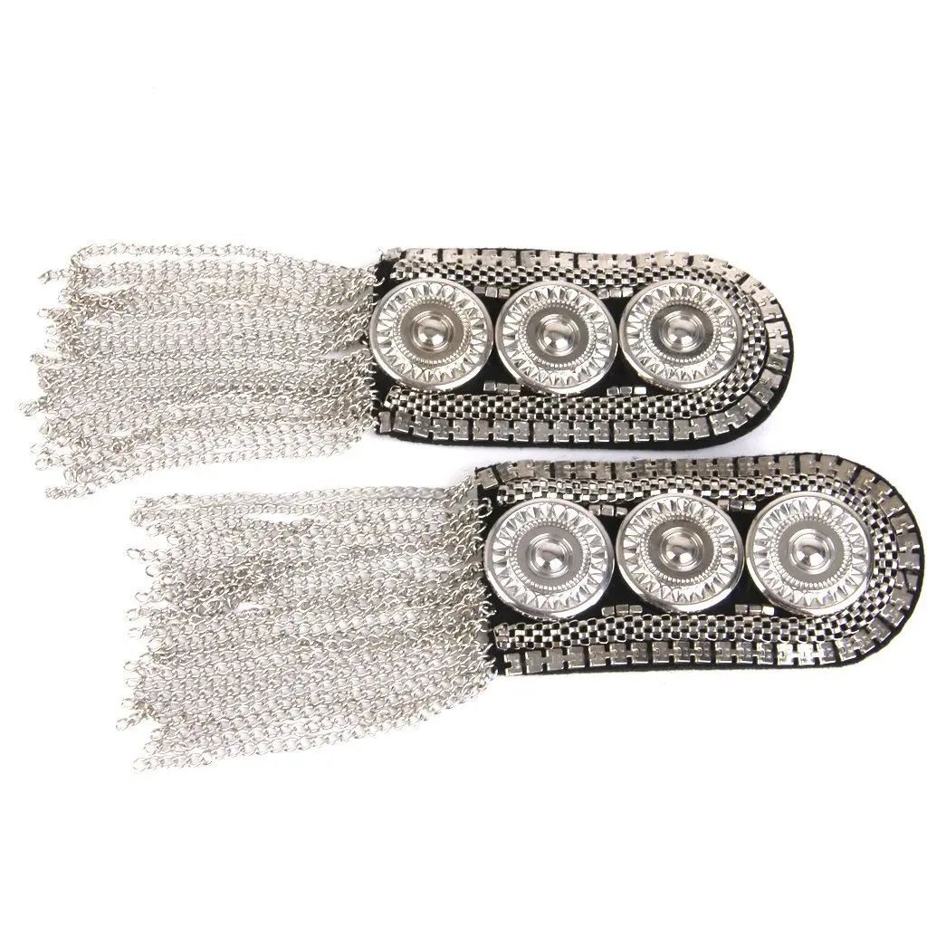 

Hot 1 Pair Brooches Tassel epaulet Silver and Black