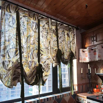 

American Style Tropical Jungle Printed Adjustable Height Decorative Curtain Kitchen Curtain Door Curtain Balloon Curtain 125*190