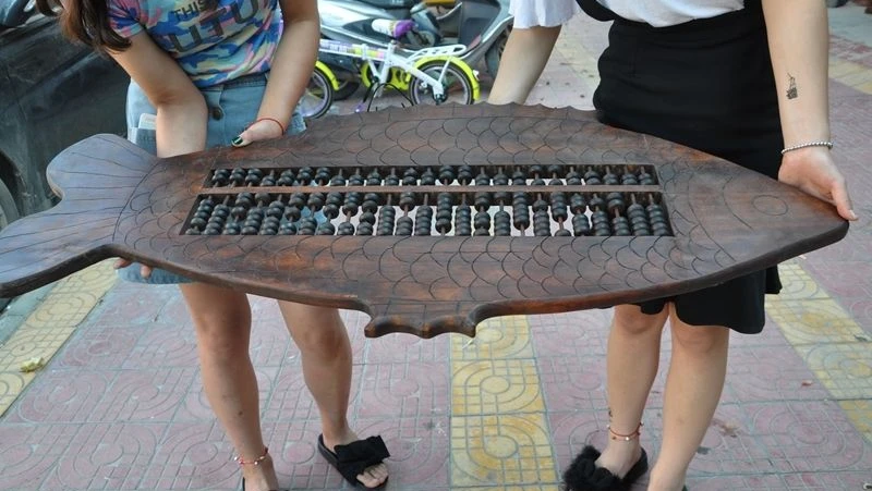 46 Old China Huanghuali Wood Carved Fish Ancient font b Calculators b font Abacus CalculationA