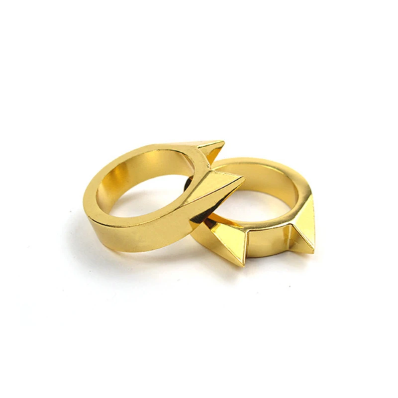 1 шт. женское мужское защитное кольцо для выживания EDC для самозащиты из нержавеющей стали кольцо для защиты пальцев кольцо инструмент серебро золото черный цвет - Цвет: Золотой