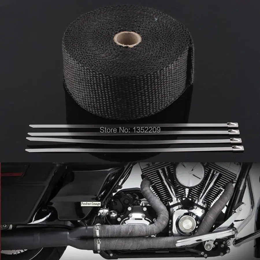 Black LAVA EXHAUST PIPE HEAT WRAP 2" x 32.8 ft MOTORCYCLE HEADER