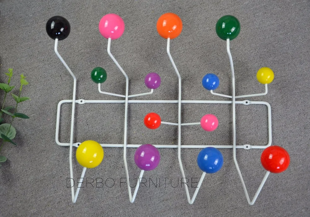 

Modern Design wall mounted Multi Candy Color Metal Wood hang it all rack Coat Rack Hook Coat hangers Ball coat hanger it all