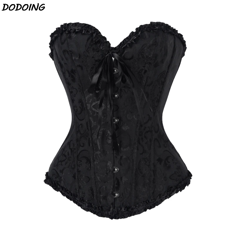 DODOING Steampunk Plastic Boned Corset Sexy Body Bustier Overbust Women Waist Corsets Gothic Clothing Waist Trainer Lingerie